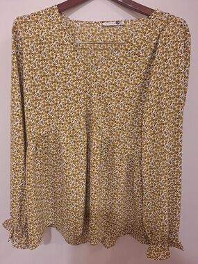 Women's Mustard Floral Long-Sleeve Skirt by Unknown Brand